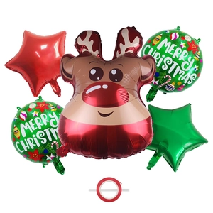 Détail du kit de ballons de Noël avec tête de renne, étoiles et motifs Merry Christmas