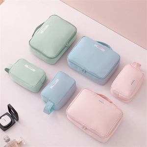 Sac À Maquillage En Tissu Oxford Imperméable Organisateur De Cosmétiques De Voyage Portable Avec Poignée Et Fentes Pour Pinceaux