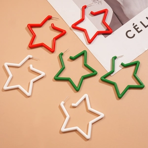 Boucles d'oreilles étoiles en acrylique rouge, vert et blanc pour femmes à la mode chic