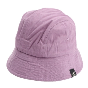 Purple cotton canvas bucket hat with side fabric label and stitched brim details