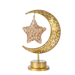 Lampe lune dorée en fer avec pendentif étoile pour décoration du Ramadan et chambre