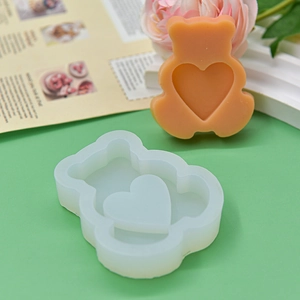 Cute heart bear silicone mold for DIY baking, handmade soap and aromatherapy plaster crafts
