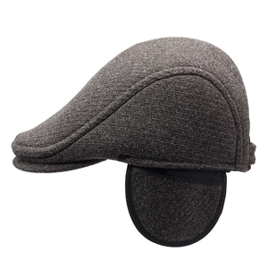 Casquette plate d'hiver pour hommes avec doublure polaire et cache-oreilles intégrés