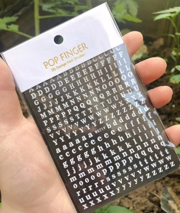 Detail of WG719 3D nail art stickers with black and white gothic alphabet letters