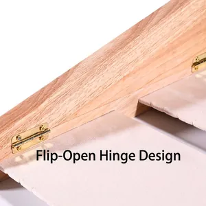 Double-row wooden jewelry display rack with hinge flip design and velvet lining