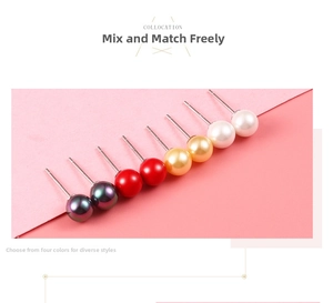 Close-up of S925 sterling silver hallmarked studs with pearls in four elegant colors