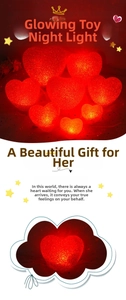 Red heart-shaped LED night lights with granular texture in multiple sizes for performances