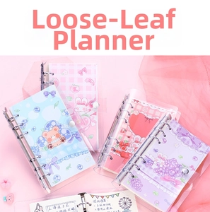 Detail of A6 mini transparent PVC binder notebooks with cute cartoon animal patterns