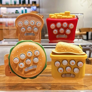 Porte-clés de jeu fidget mignon en forme de burger, frites, toast et boîte de poulet