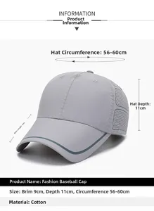 Detailed view of grey baseball cap with side laser-cut holes for breathability