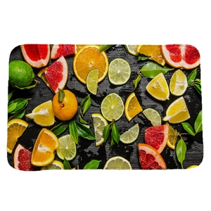 Citrus fruit slice flannel absorbent floor mat for bathroom and living room decor