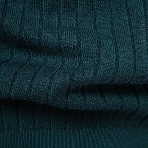 Men's turtle neck dark green ribbed knit sweater in premium warm fabric for winter