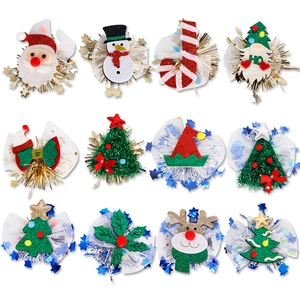 Christmas Hair Clips Cute Santa Snowman Tinsel Mesh Glitter Festive Holiday Party Hair Accessories For Toddler Kids Girls