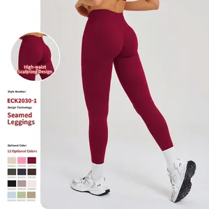 Pantalon de Yoga Femme Taille Haute Avec Ceinture Croisée Poches Latérales Contrôle du Ventre Lifting des Fesses Legging de Sport