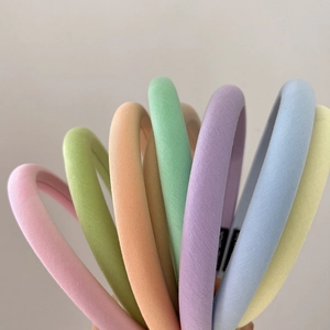 Colorful macaron sponge headbands in soft fabric with high crown aesthetic design