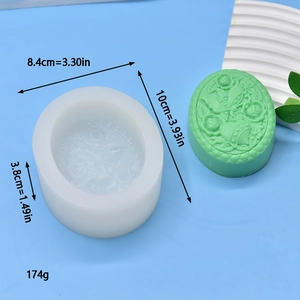 Oval silicone mold with rose pattern and dimensions for DIY soap making
