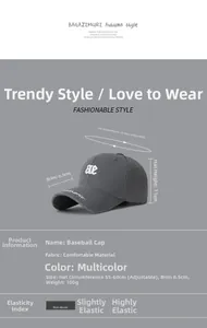 Detailed view of dark grey cotton baseball cap with ae embroidery and adjustable size