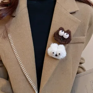 Cartoon Monster Plush Brooch Funny Big Eyes Furry Decorative Pin For Clothing Bag Backpack Aesthetic Accessory Women