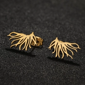 Minimalist Tree Root Branch Stud Earrings 304 Stainless Steel Irregular Geometric Hollow Design For Women Niche Style