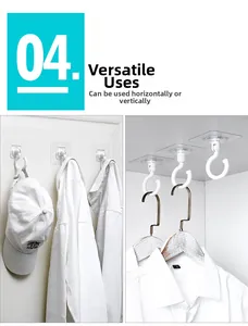 Detail of 360-degree rotating ceiling hook showing vertical and horizontal mounting options