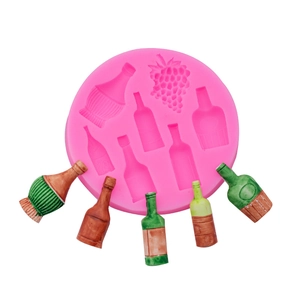 Stampo in silicone per bottiglie di vino e uva per decorazione fai da te di torte