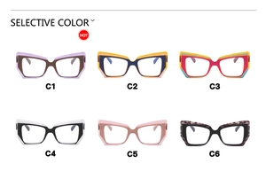 Selezione di sei vivaci montature per occhiali geometriche cat-eye in moderno TR90
