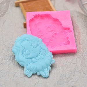 Cute cartoon girl silicone mold for fondant, chocolate and handmade candle making