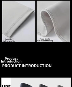 Detail of three-needle five-thread stitching on grey ice silk sun protection arm sleeve