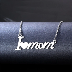 Collier minimaliste en argent avec pendentif MOM, cadeau pour la fête des mères