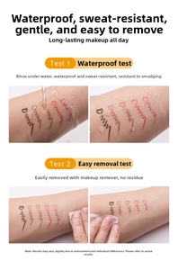 Test matita gel eyeliner impermeabile che mostra durata e facile rimozione del trucco