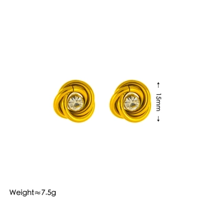 French retro gold knotted stud earrings with sparkling crystals for women jewelry set