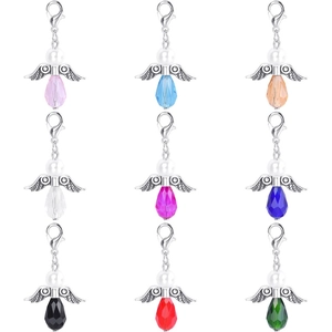 Angel Wing Pendant Alloy Crystal Water Drop Imitation Artificial Pearl DIY Jewelry Making Accessory Retro Craft Charm For Keychain