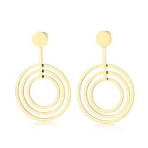 Multilayer Concentric Circle Dangle Earrings Stainless Steel Geometric Modern Trendy Jewelry For Women Rose Gold Plated