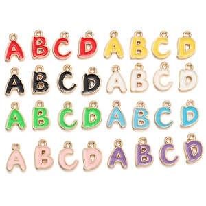 Colorful enamel letter charms made of zinc alloy for DIY jewelry and crafts