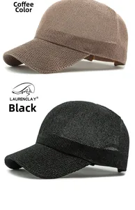 Detalles de gorras de béisbol de malla tejida en café y negro con tejido transpirable sol