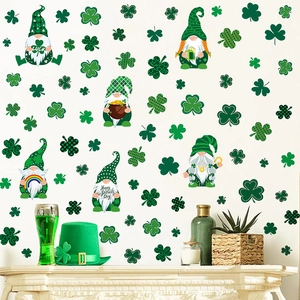 Saint Patrick's Day gnome wall stickers and shamrock decals for home party decoration