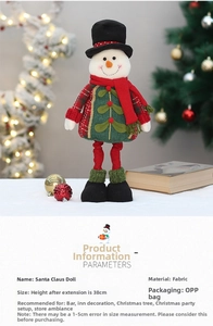 Detail of Christmas snowman doll with telescopic legs and 38cm height for holiday decor