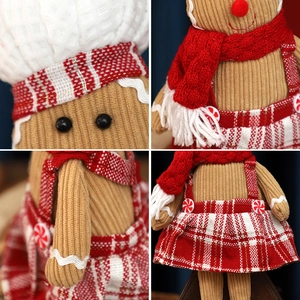 Christmas gingerbread man plush doll with long legs and corduroy texture for holiday decor