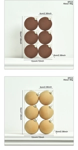 Detailed dimensions of 6cm flocked Christmas balls in a 6-piece brown and beige set