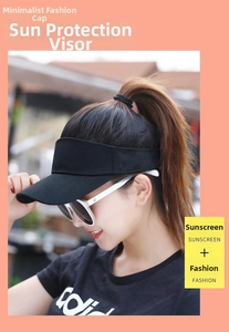 Detail of adjustable velcro closure on black breathable sun visor for outdoor use