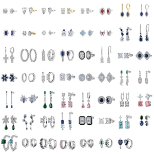 S925 sterling silver earring collection featuring luxury 8A cubic zirconia stones