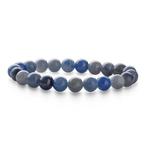 Bracelet élastique en perles de pierre naturelle bleue et grise pour hommes et femmes