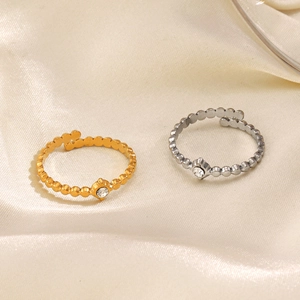 Set di anelli in acciaio inossidabile placcato oro 18K e argento con zircone