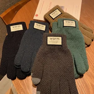 Winter thermal knitted gloves in five colors with touchscreen finger and warm lining