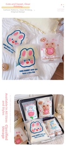 Frosted travel storage bags in multiple sizes with cute cartoon rabbit and bear prints