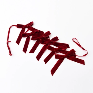 Set of 6 premium red velvet bows for Christmas tree decoration and festive party crafts