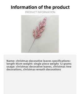Macro detail of a 45cm pink glitter Christmas branch for holiday tree decoration