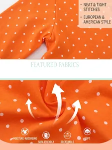 Toddler girls orange polka dot long sleeve cotton dress with breathable fabric detail