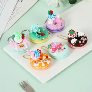 Porte-Clés Simulation Beignet Macaron Mignon Pendentif De Sac Dessert Alimentaire PVC Résine Style Kawaii