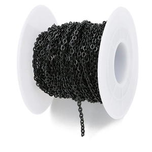 18K gold-plated stainless steel black chain roll for DIY jewelry making and necklace crafts